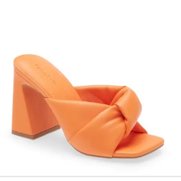 NEW Open Edit Nordstrom Saydee Orange Celosia Puff Sandal Heel, NWOT, Size 5 - Picture 1 of 10